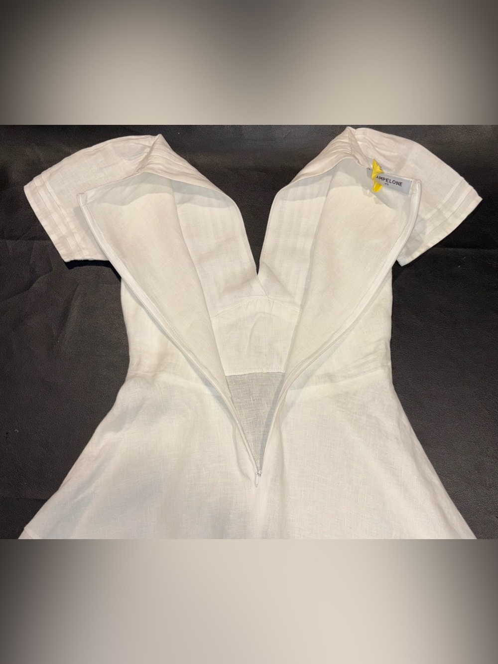 Pampelone The Ella White 100% Linen Mini Dress Coastal Cowgirl Minimalist Sz XS - Picture 6 of 8